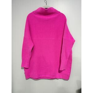 Free People Ottoman Tunic oversized Rib Knit Sweater Electric Pink Medium